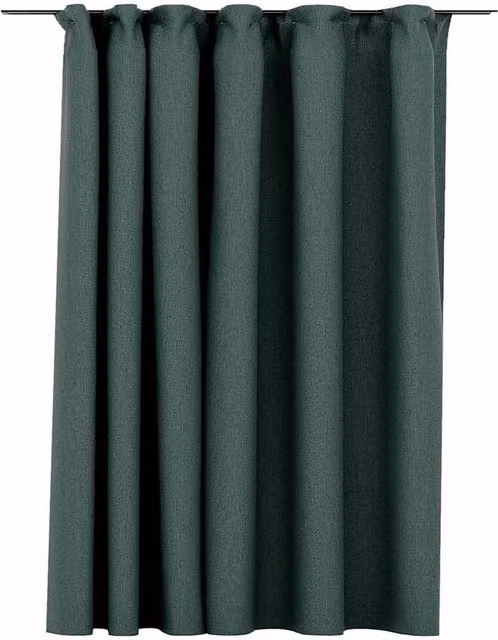 Berkfield Home Linen-Look Blackout Curtain with Hooks, Green, W: 290 cm, H: 245 cm – 1