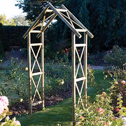 Rowlinsons Rustic Wooden Arch in Brown, H 274 x W 160 x L 45 cm – 2