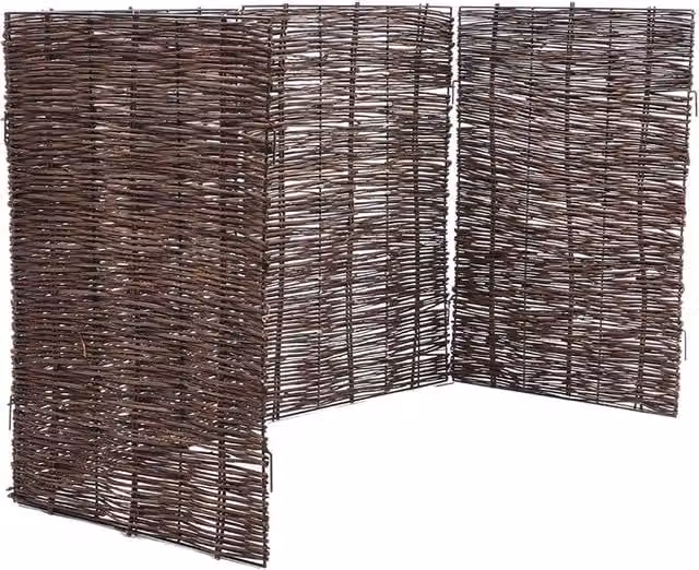 Garden Sanctuary Woven Wicker Garden Trash Can Privacy Fence in Brown, H 180 x W 115 x D 81 cm