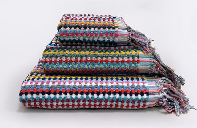 Allure Bath Fashions Multicolour Popcorn Textured Tasselled Bath Towels in 100% Cotton