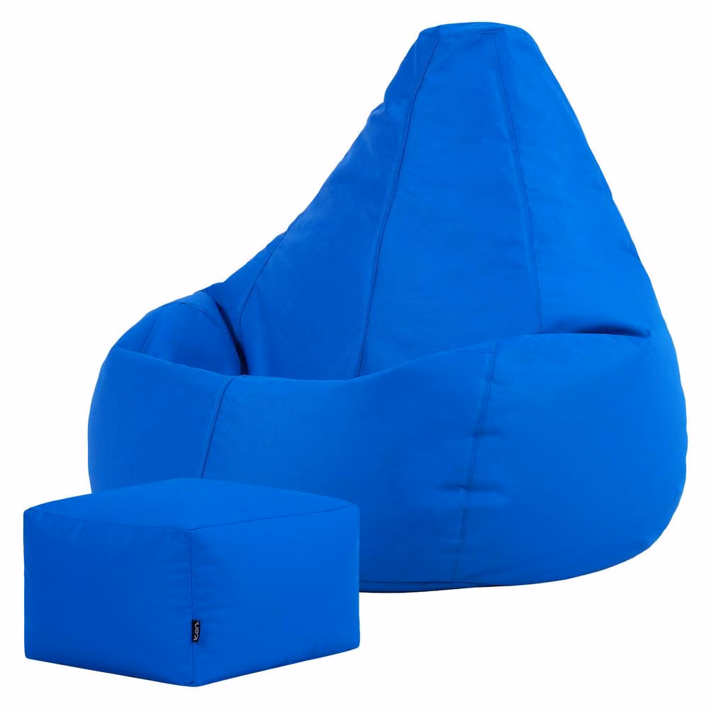 Bean Bag Bazaar Outdoor and Indoor Bean Bag with Footstool and Filling in Blue – 3