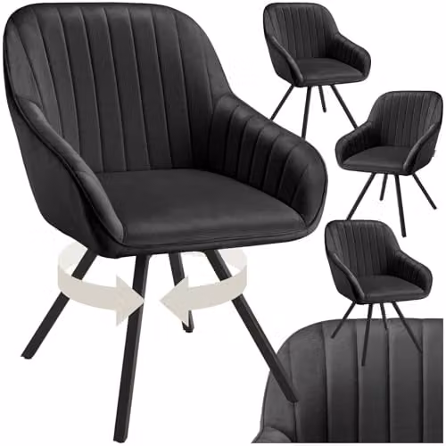 tectake Set of 4 Modern Black Armchairs for Dining Room, Kitchen or Home Office – 1