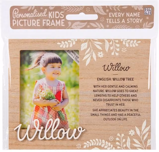 History & Heraldry Pre-personalised Willow Child's Picture Frame, Brown, W/H: 14.5 x 8.5 cm – 1