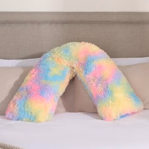 OHS Soft U-Shaped V-Neck Support Pillow for Adults in Multicolour, W/D/H: 68 x 45 x 18 cm