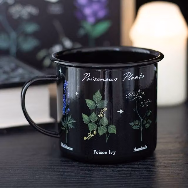 Uniqueful Poisonous Plants Enamel Mug, Black, 550 ml