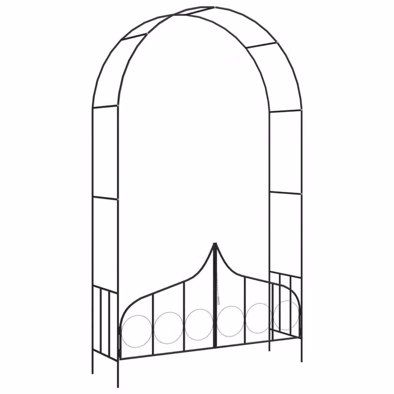 Berkfield Home Elegant Metal Garden Arch with Gate, Black, W/D/H: 138 x 40 x 238 cm