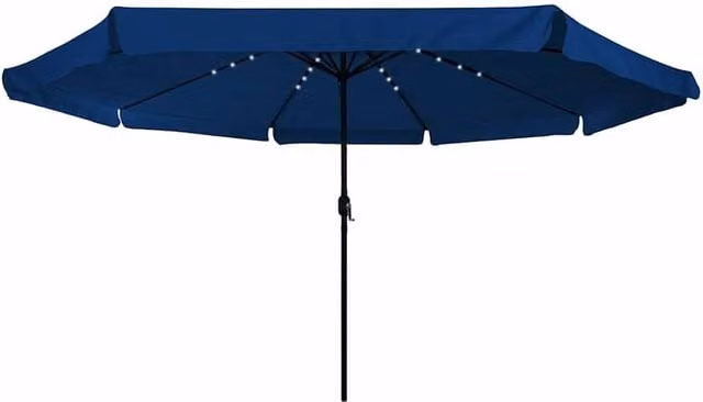 Berkfield Home Modern Garden Parasol with LED Lights, Azure Blue, W: 393 cm, D: 249 cm – 1