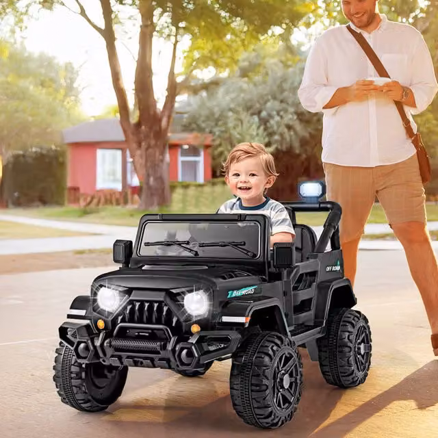 Costway Black Electric Ride On Truck Toy Vehicle with Light and Sound and Rechargeable Battery