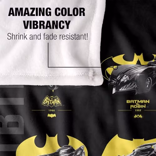 Warner Bros. Batman Batmobiles Yellow Logos Super Soft Fleece Throw Blanket – 3