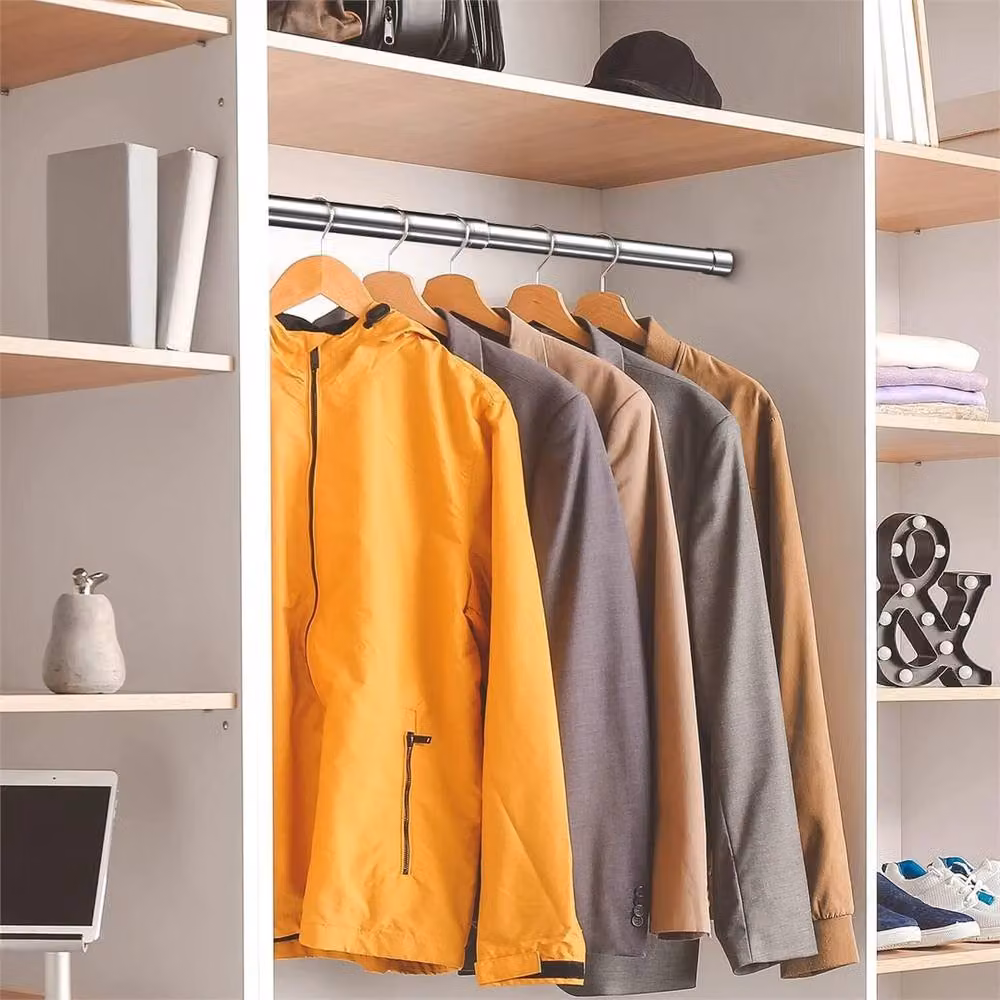 SPETLEK Adjustable Extendable Clothes Rail Wardrobe Rod in Metallic Silver, Width: 68-120 cm – 2