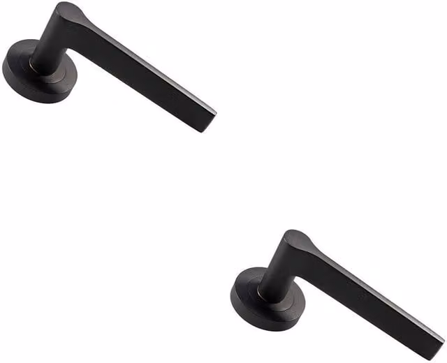 Loops 2x Pair Straight Rounded Handles on Round Rose with Concealed Fixings in Matt Bronze – 1
