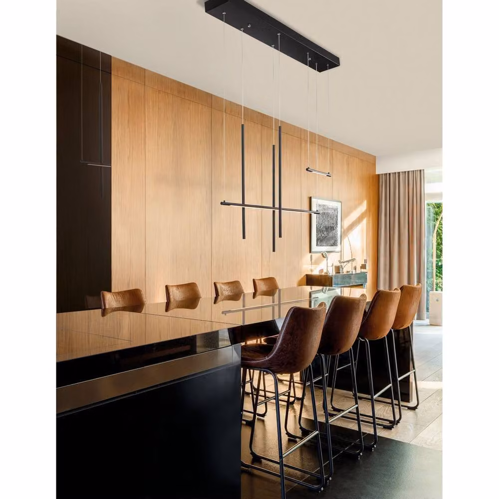 Netlighting Elettra Bar Pendant Light in Sandy Black Aluminium with 35W LED, 2450Lm and 3000K Warm White Light – 2