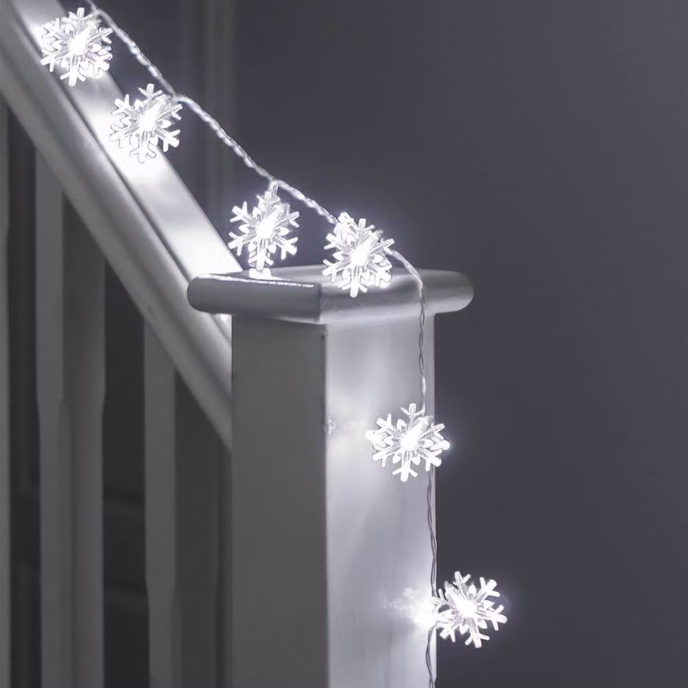 Globrite White Snowflake LED Fairy Lights with 80 Lights and 2 Modes – 8