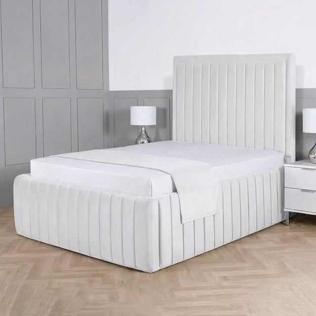 Living Comfort Bedz Saint Germain Upholstered Gas Lift Storage Bed in White, W/D/H: 120 x 200 cm