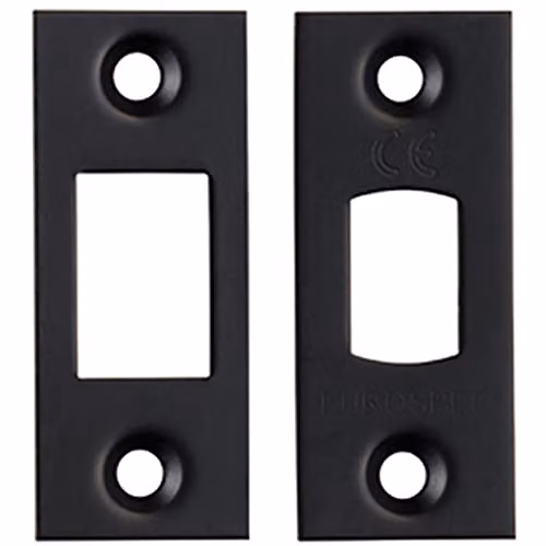 Loops Forend Strike and Fixing Plate Pack for Tubular Deadbolts, Matt Black – 1