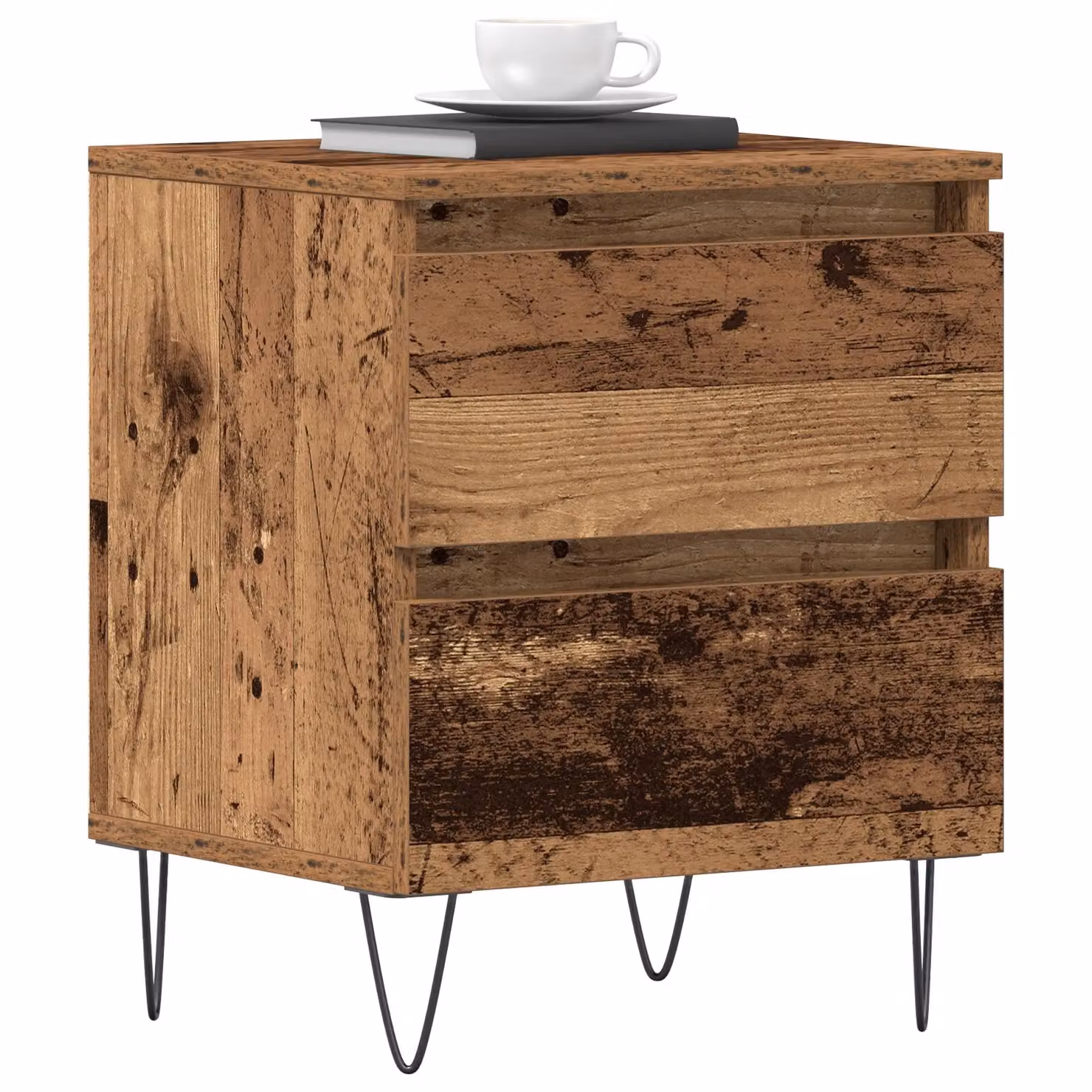 Berkfield Home Set of 2 Industrial Bedside Cabinets in Brown Old Wood, W/D/H: 40 x 35 x 50 cm – 3