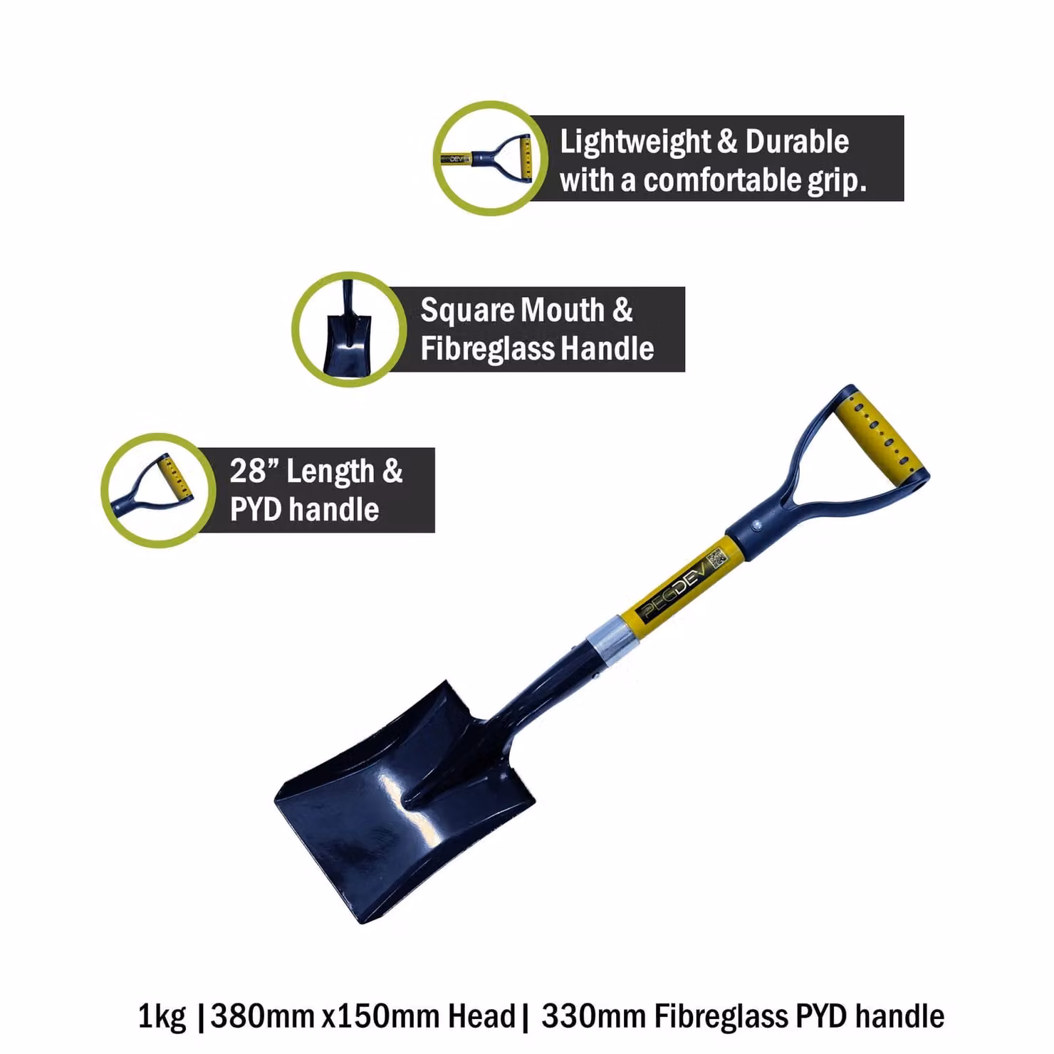 Pegdev Square Mouth Micro Shovel with Fibreglass Handle in Blue – 3