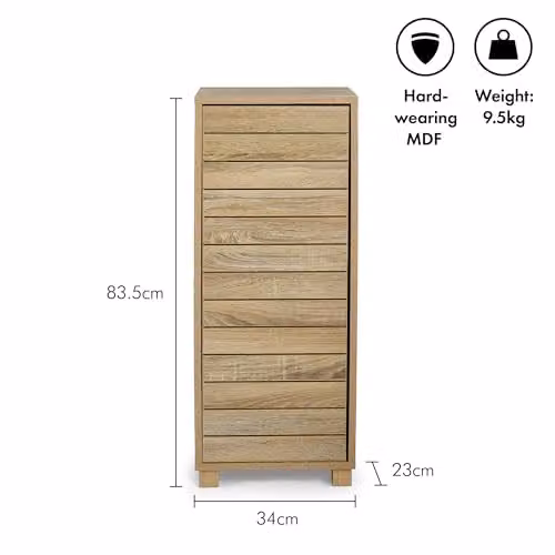 VonHaus Chester Freestanding Bathroom Storage Cabinet in Brown and Beige with Hinged Doors and Internal Shelves – 2