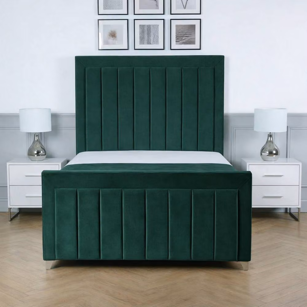 Living Comfort Bedz Elara Green Velvet Upholstered Gas Lift Storage Bed with 48 Inch Headboard, Size: King (W/D/H: 180 x 200 cm) – 2
