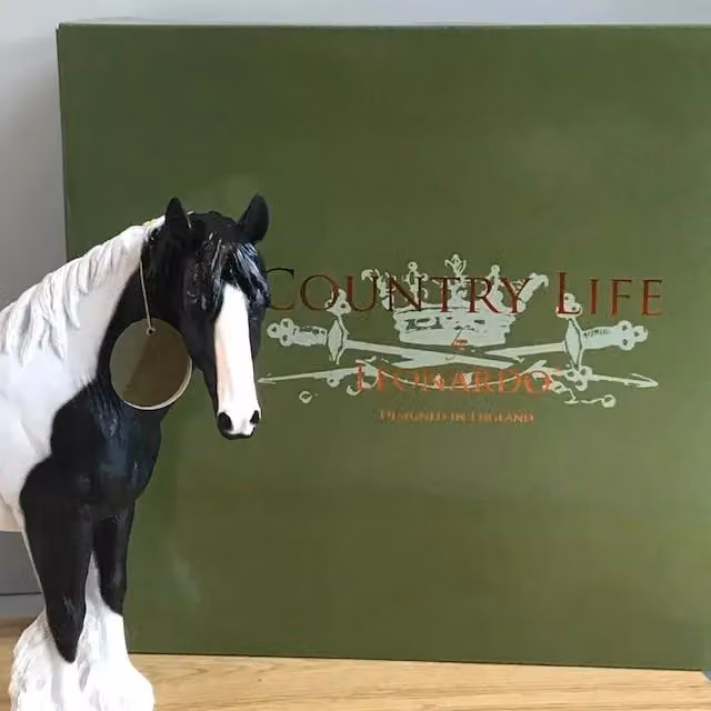 Leonardo Animal Crackers Large Piebald Cob Horse Figurine in Black and White, Height: 26 cm – 3