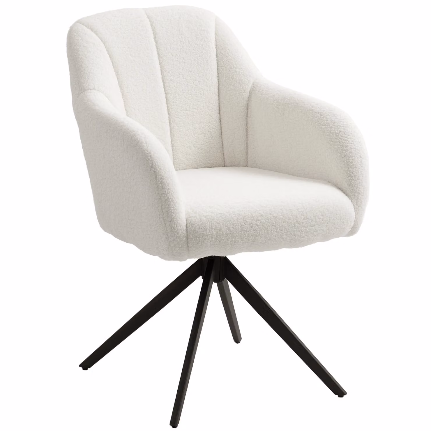 HOMCOM 360 Degree Swivel Accent Chair in White Fabric with Armrests – 2