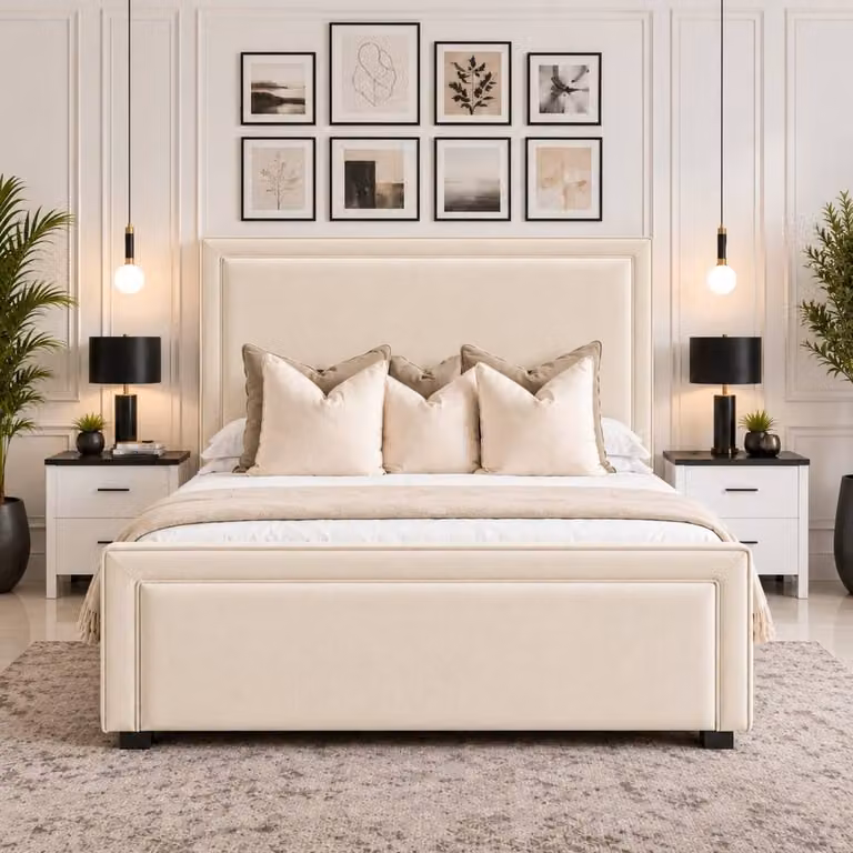 Velmora Upholstered Divan Ottoman Storage Bed with Headboard in Silver, Super King Size (200 x 200 cm)