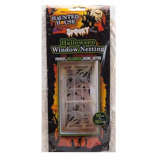 VFM e-Store White Halloween Window Netting Decoration, W: 90 cm, H: 365 cm – 3