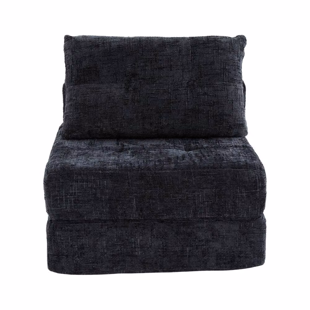 Matteo Convertible Tufted Chenille Folding Sofa Bed in Black – 9