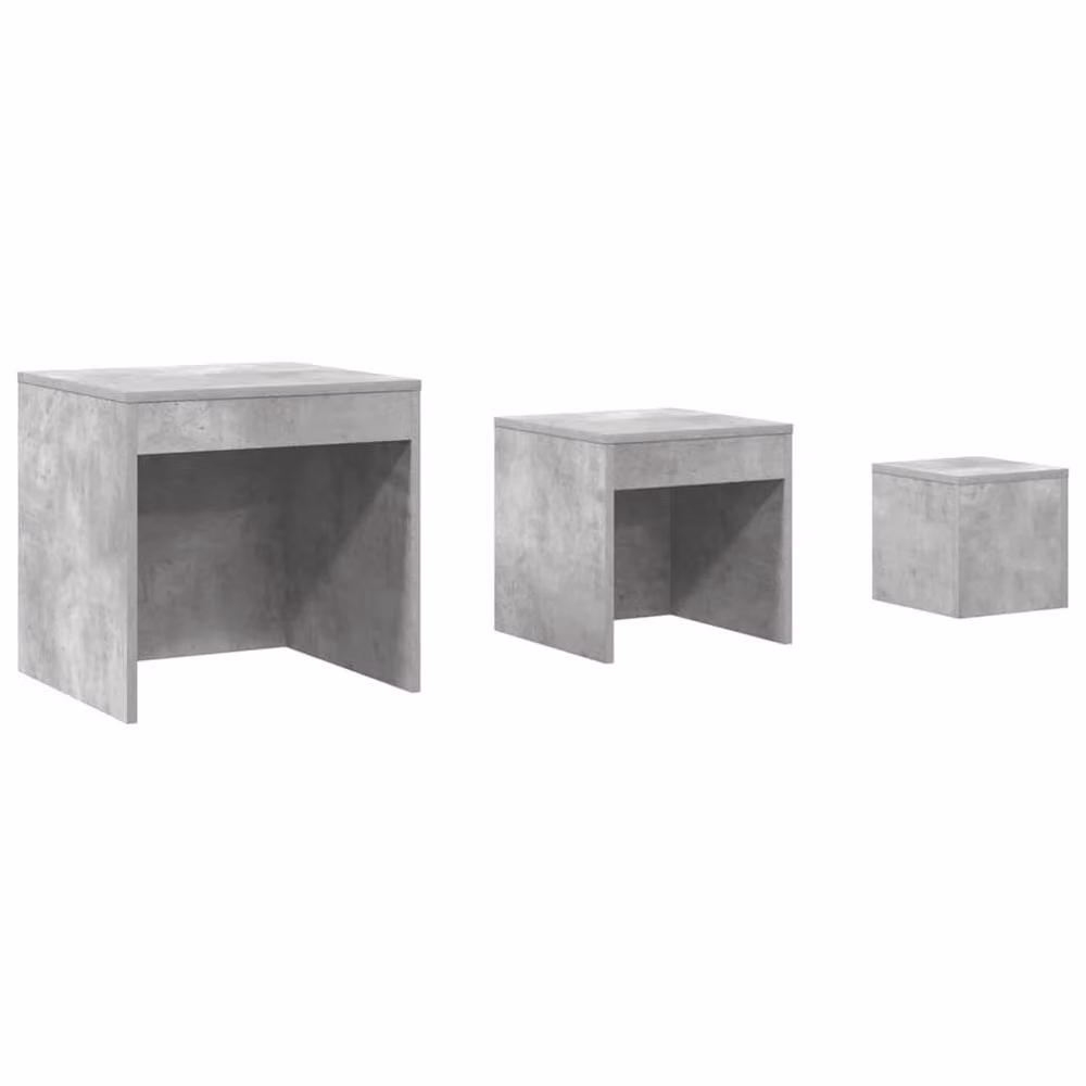 Berkfield Home Nesting Tables, 3 Piece Set in Concrete Grey Engineered Wood – 2
