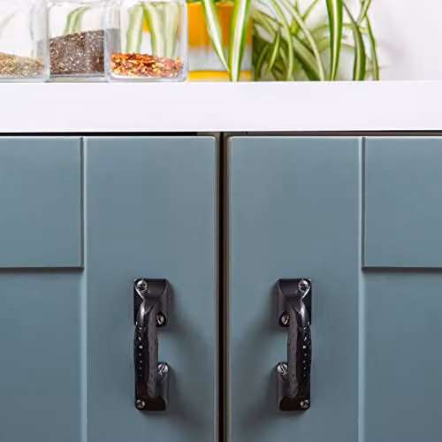 Hammer and Tongs Black Powder-Coated Iron Bow Forged Barn Door Handle – 3