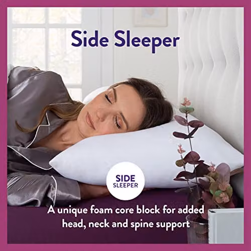Slumberdown Feels Like Down Pillows 2 Pack, White, Firm Support for Side Sleepers, W: 74 cm, H: 48 cm – 4