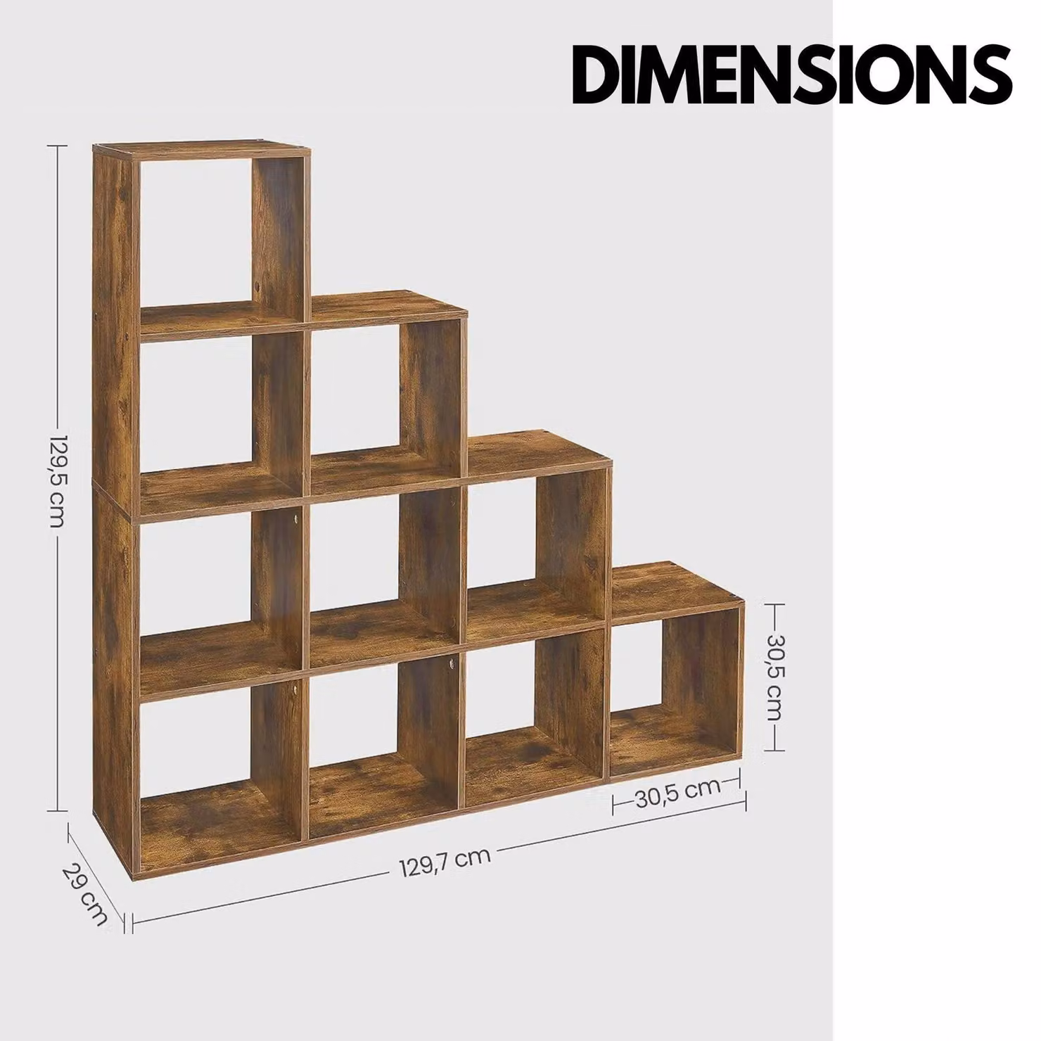 Rafaelo Mobilia Industrial Stepped Cube Storage Unit in Rustic Brown and Dark Brown – 2