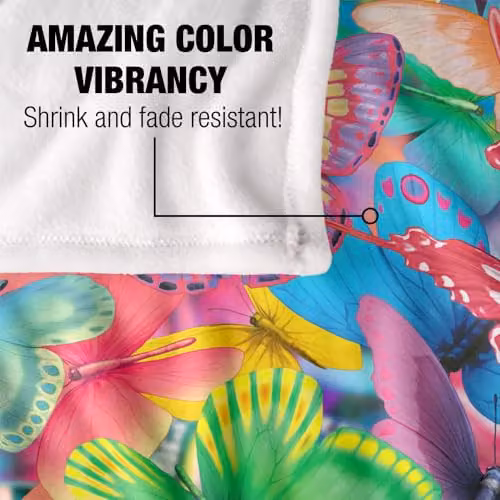 JQ Licensing Royce McClure Butterfly Magic Super Soft Fleece Throw Blanket, Multicolour and White, W/D/H: 152 x 127 cm – 3