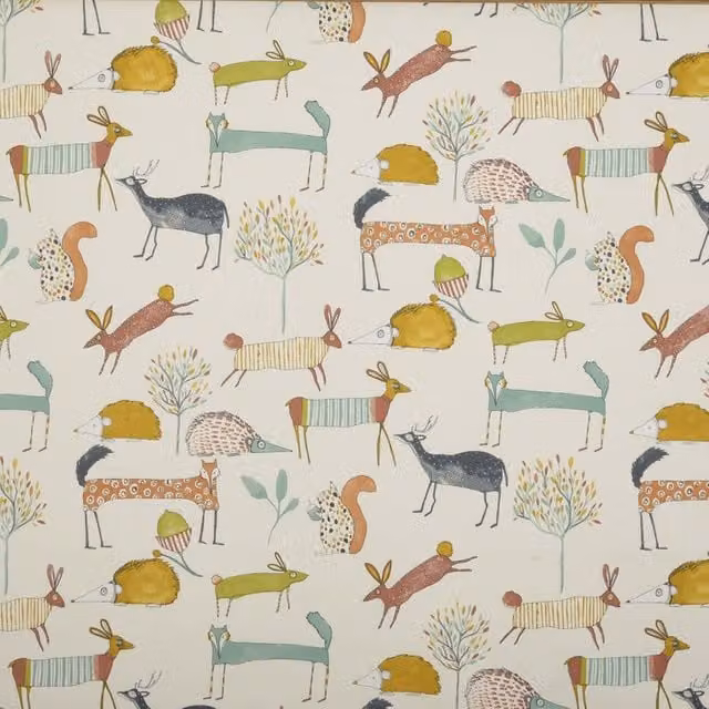 Prestigious Textiles Oh My Deer Graphic Animal Fabric in Multicolour
