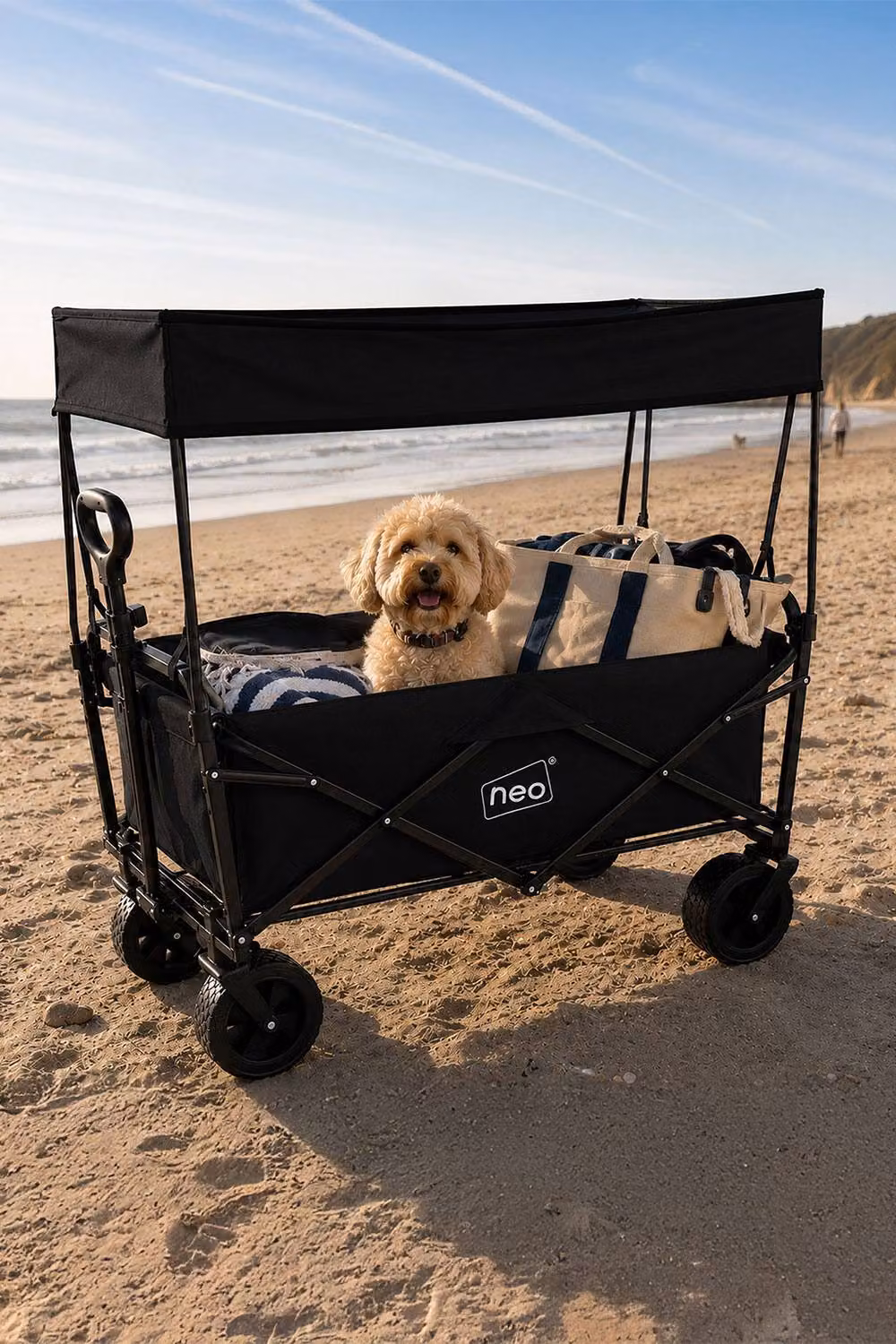 Neo Folding Garden Wagon with Canopy in Black, 140L Capacity – 2