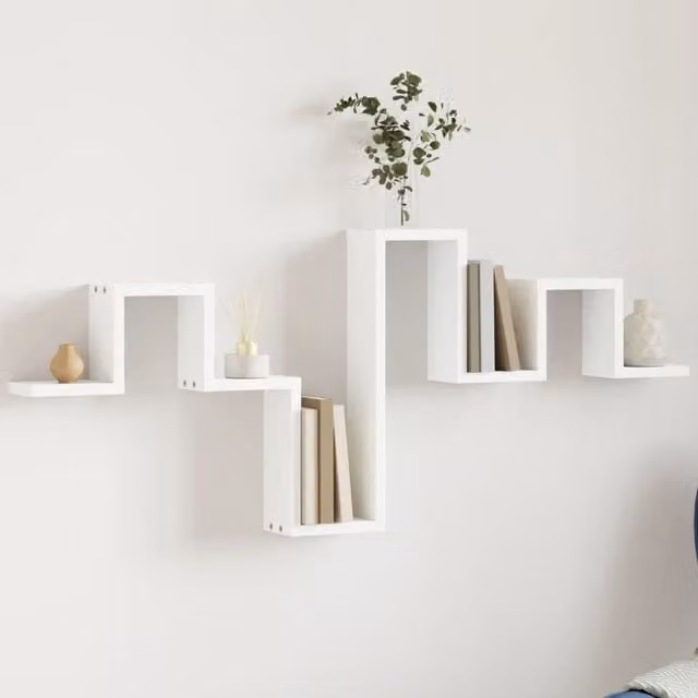 Berkfield Home White Wall Mounted Shelf in Engineered Wood, W: 104.5 cm, D: 10 cm, H: 43 cm
