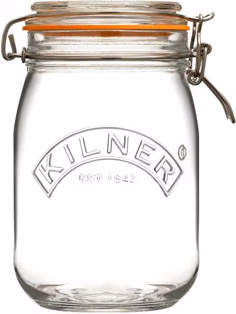 Kilner Clip Top Round Glass Jar, 1 l, Transparent – 1