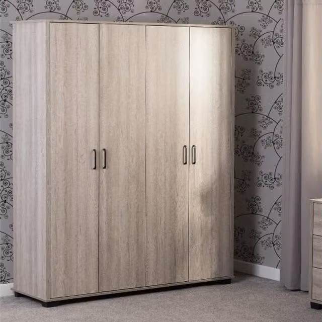 Seconique Modern 4 Door Oak Wardrobe in Mixed Colours