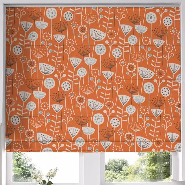 Terrys Blackout Floral Roman Blind in Orange