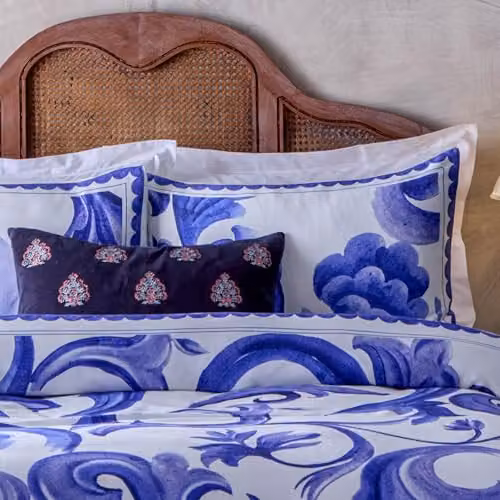 Paoletti Azzurro Graphic Printed Cotton Duvet Cover Set, Blue and White, W: 140 cm, L: 200 cm – 3
