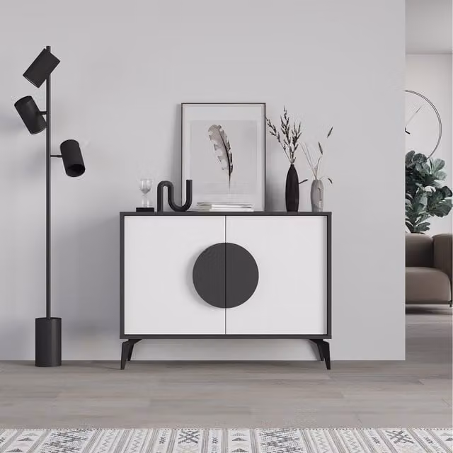 Decortie Gora Sideboard Display Unit in Anthracite Grey and White