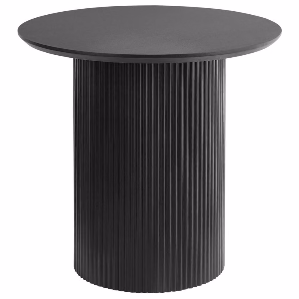 Wyld and Coco Black Side Table with MDF Top and Ribbed Metal Base, Diameter: 50 cm – 2