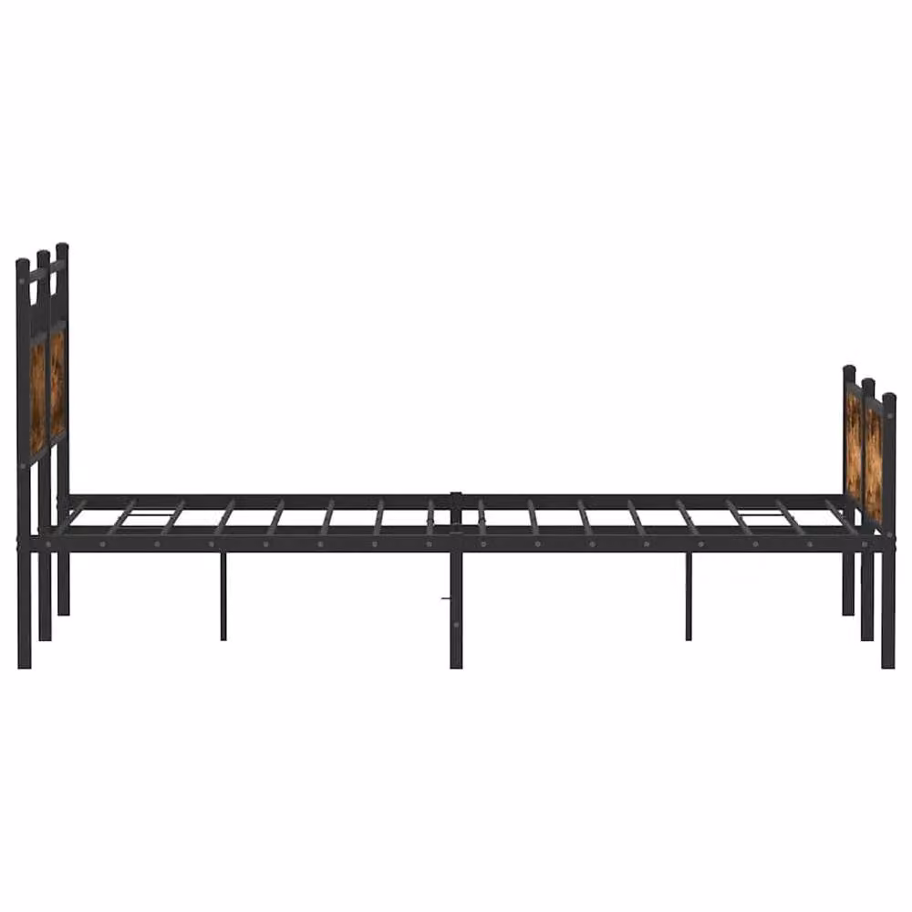 Berkfield Home Small Double Bed Frame in Smoked Oak and Brown with Lift Up Base, W/D/H: 120 x 200 x 91.5 cm – 4