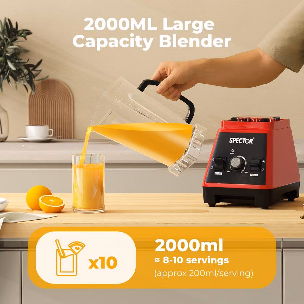 Spector 2L Commercial Blender Mixer and Food Processor in Red – 4