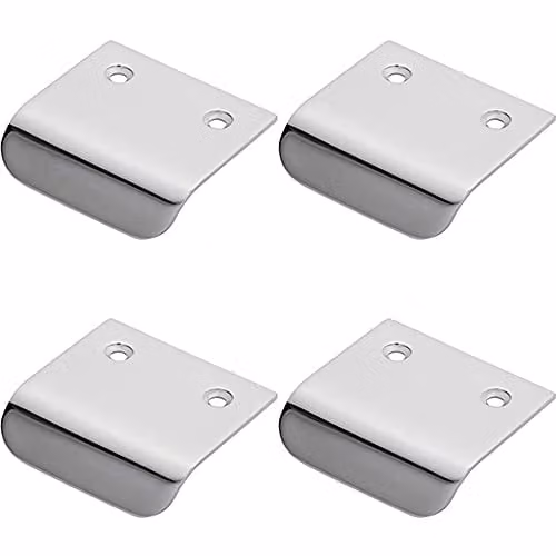 Loops 4 Pack Semi-Concealed Cabinet Pull Handles in Polished Chrome, W: 48 mm x H: 50 mm, 14 mm Lip