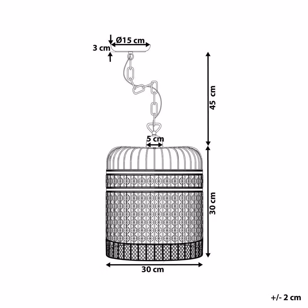 Wyld and Coco Black Iron Cage Pendant Light with Faux Crystal Beads – 4