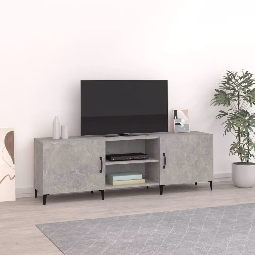 Berkfield Home Classic TV Cabinet in Concrete Grey, W/D/H: 150 x 30 x 50 cm – 2