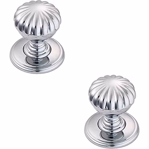 Loops 2 Pack Flower Design Textured Cupboard Door Knob, Polished Chrome, Diameter: 31 mm