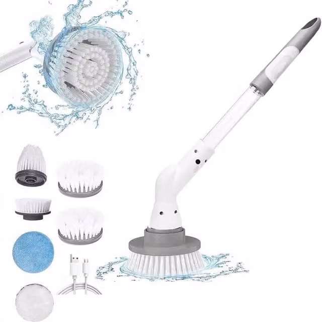 NESTLUNE 6 in 1 Cordless Electric Spin Scrubber Cleaning Brush, White