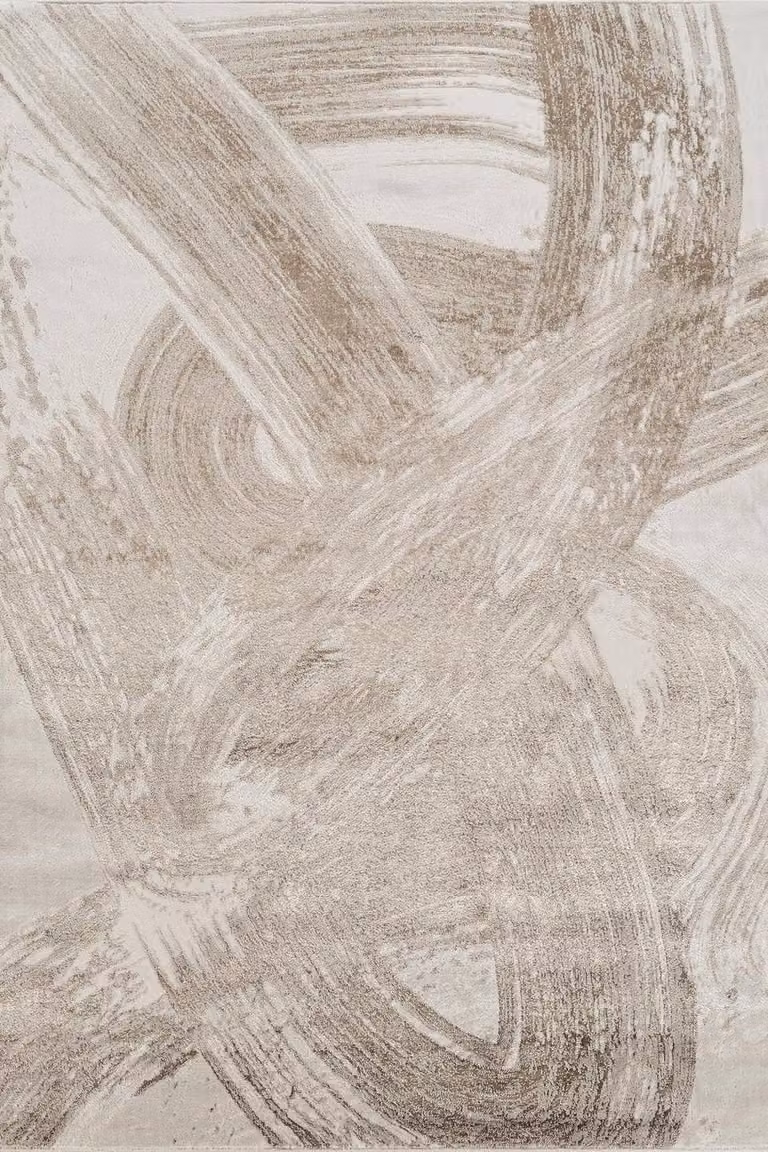 Desire Rugs Elysium Modern Abstract Area Rug in Beige, Gold and Grey, W: 160 cm, D: 230 cm